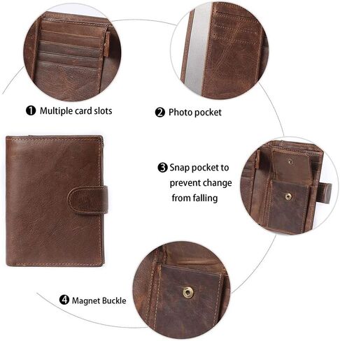 Men's Large Capacity RFID Blocking Trifold Wallet Genuine Leather Travel Design Holds Multiple Cards Coffee Brown (COFFEE) in Saudi Arabia