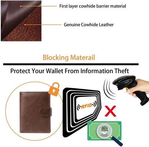 Men's Large Capacity RFID Blocking Trifold Wallet Genuine Leather Travel Design Holds Multiple Cards Coffee Brown (COFFEE) in Saudi Arabia