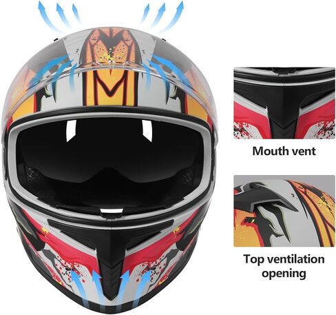 Full Face Motorcycle Helmet DOT Certified – Lightweight ABS Shell, Street Bike Model with Sunshield & Clear Visor, Ventilation System, Removable Liner for Men & Women in Kuwait