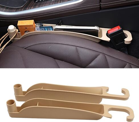 Car Seat Gap Filler,Multifunctional Seat Side Gap Filler with Hook Function &Organizer, Universal Gap Stopper Fit Car SUV Truck Fill The Gap Between Seat & Console,Set of 2 (Beige) in Kuwait