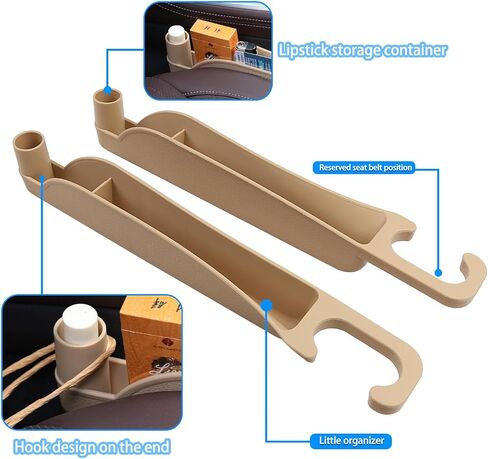 Car Seat Gap Filler,Multifunctional Seat Side Gap Filler with Hook Function &Organizer, Universal Gap Stopper Fit Car SUV Truck Fill The Gap Between Seat & Console,Set of 2 (Beige) in Kuwait