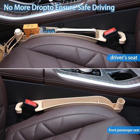 Car Seat Gap Filler,Multifunctional Seat Side Gap Filler with Hook Function &Organizer, Universal Gap Stopper Fit Car SUV Truck Fill The Gap Between Seat & Console,Set of 2 (Beige) in Kuwait