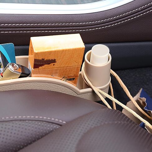 Car Seat Gap Filler,Multifunctional Seat Side Gap Filler with Hook Function &Organizer, Universal Gap Stopper Fit Car SUV Truck Fill The Gap Between Seat & Console,Set of 2 (Beige) in Kuwait