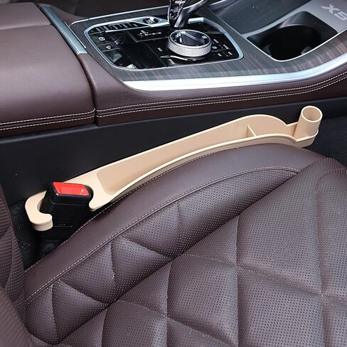 Car Seat Gap Filler,Multifunctional Seat Side Gap Filler with Hook Function &Organizer, Universal Gap Stopper Fit Car SUV Truck Fill The Gap Between Seat & Console,Set of 2 (Beige) in Kuwait