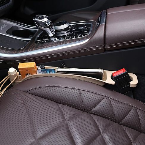 Car Seat Gap Filler,Multifunctional Seat Side Gap Filler with Hook Function &Organizer, Universal Gap Stopper Fit Car SUV Truck Fill The Gap Between Seat & Console,Set of 2 (Beige) in Kuwait