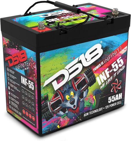 DS18 INF-55AH 1750 واط AGM خلية طاقة 12 فولت بطارية صيانة مجانية M6 محطة بولت - أداء عالي لصوت السيارة، رياضة السيارات، الدراجات النارية، جت سكي، ATV وUTV in Saudi Arabia