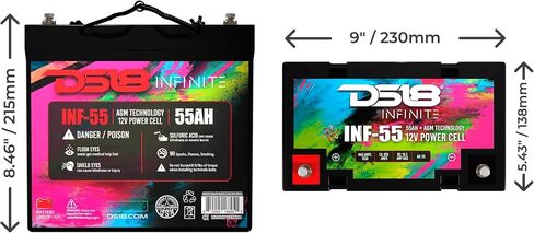 DS18 INF-55AH 1750 واط AGM خلية طاقة 12 فولت بطارية صيانة مجانية M6 محطة بولت - أداء عالي لصوت السيارة، رياضة السيارات، الدراجات النارية، جت سكي، ATV وUTV in Saudi Arabia