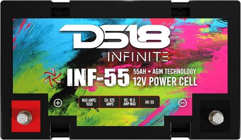 DS18 INF-55AH 1750 واط AGM خلية طاقة 12 فولت بطارية صيانة مجانية M6 محطة بولت - أداء عالي لصوت السيارة، رياضة السيارات، الدراجات النارية، جت سكي، ATV وUTV in Saudi Arabia