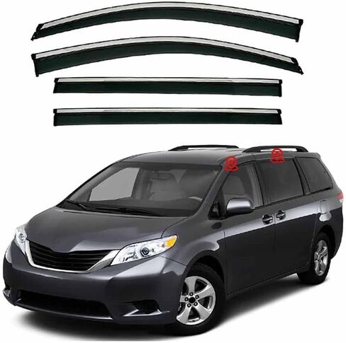 Car Windshield Rain Guards for Toyota Sienna MK3-XL30 2011-2020, Front Rear Window Wind Deflectors Visors Waterproof Deflector Windows Exterior Accessories in Saudi Arabia
