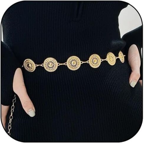 Pirate Waist Chain Gold Chain Belt for Women Coin Pendant Silver Belt Chain Beach Belly Body Chains Pirate Accessories Women Fashion Waist Jewelry in Saudi Arabia