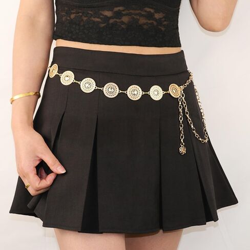 Pirate Waist Chain Gold Chain Belt for Women Coin Pendant Silver Belt Chain Beach Belly Body Chains Pirate Accessories Women Fashion Waist Jewelry in Saudi Arabia