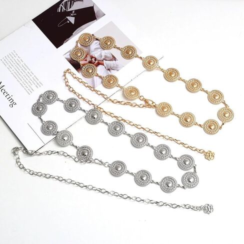Pirate Waist Chain Gold Chain Belt for Women Coin Pendant Silver Belt Chain Beach Belly Body Chains Pirate Accessories Women Fashion Waist Jewelry in Saudi Arabia