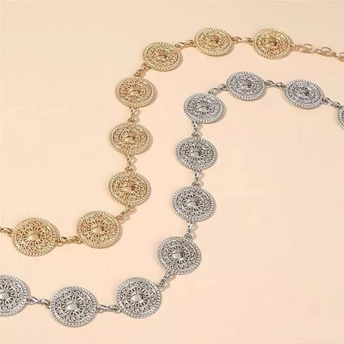 Pirate Waist Chain Gold Chain Belt for Women Coin Pendant Silver Belt Chain Beach Belly Body Chains Pirate Accessories Women Fashion Waist Jewelry in Saudi Arabia