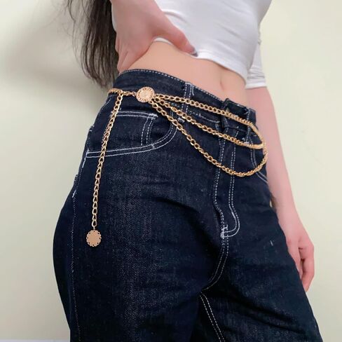 Pirate Waist Chain Gold Chain Belt for Women Coin Pendant Silver Belt Chain Beach Belly Body Chains Pirate Accessories Women Fashion Waist Jewelry in Saudi Arabia