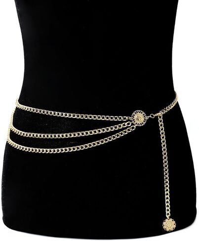Pirate Waist Chain Gold Chain Belt for Women Coin Pendant Silver Belt Chain Beach Belly Body Chains Pirate Accessories Women Fashion Waist Jewelry in Saudi Arabia