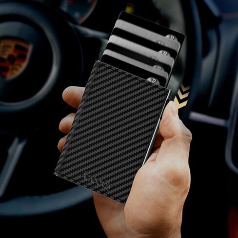 Mens Wallet Card Holder, Mens Minimalist Wallet 6-10 Cards, Slim Compact Wallet with Money Clip & ID Window, RFID Blocking Smart Pop Up Card Wallet, Metal Aluminum Credit Card Holder Bifold Wallet in Saudi Arabia