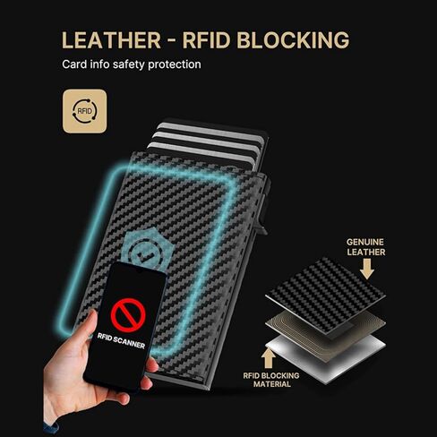 Mens Wallet Card Holder, Mens Minimalist Wallet 6-10 Cards, Slim Compact Wallet with Money Clip & ID Window, RFID Blocking Smart Pop Up Card Wallet, Metal Aluminum Credit Card Holder Bifold Wallet in Saudi Arabia