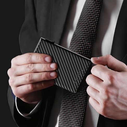 Mens Wallet Card Holder, Mens Minimalist Wallet 6-10 Cards, Slim Compact Wallet with Money Clip & ID Window, RFID Blocking Smart Pop Up Card Wallet, Metal Aluminum Credit Card Holder Bifold Wallet in Saudi Arabia