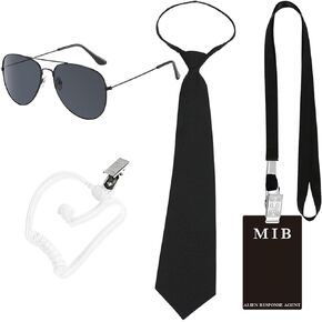 Men In Black Props Halloween Agent Costume Set – MIB Sunglasses ID Badge and Fake Earpiece in Saudi Arabia