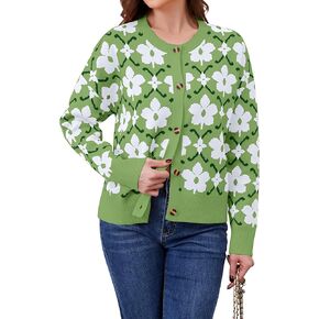 سترات صوفية مزهرة للنساء خفيفة الوزن بأزرار لأعلى ونمط مطبوع عليها زهور، سترات خريفية متماسكة in Kuwait