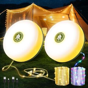 Camping String Lights,Camping Essentials Gear 32.8FT Lamp Lights Waterproof, 4 in 1 Outdoor String Lights with 8 Modes for Awn Tent Yard Garden Hiking Travel Decoration and Holiday Christmas Gift in Saudi Arabia