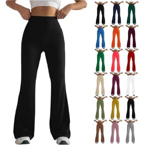 Aymnlox High Waist Women Flared Leggings Tummy Control Casual Flare Yoga Pants Wide Leg Stretchy Workout Gym Pants in Saudi Arabia