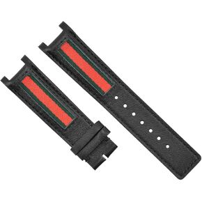 Ewatchparts حزام ساعة جلدي بديل 20 ملم متوافق مع ساعة GUCCI YA13309 باللون الأسود T.QUALITY in Kuwait