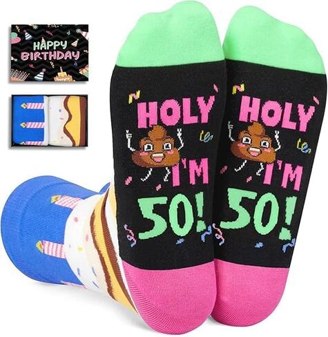 HAPPYPOP Birthday Gift Ideas Socks - 45th 50th Birthday Socks, 45 50 Bday Gifts for Woman Man in Saudi Arabia