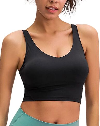 Womens' Sports Bra Longline Wirefree Padded with Medium Support, Sports Bras for Women, Workout Crop Tank Tops Padded in Saudi Arabia