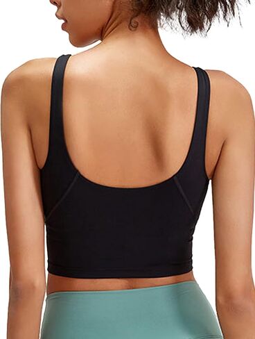 Womens' Sports Bra Longline Wirefree Padded with Medium Support, Sports Bras for Women, Workout Crop Tank Tops Padded in Saudi Arabia