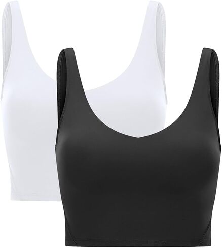 Womens' Sports Bra Longline Wirefree Padded with Medium Support, Sports Bras for Women, Workout Crop Tank Tops Padded in Saudi Arabia