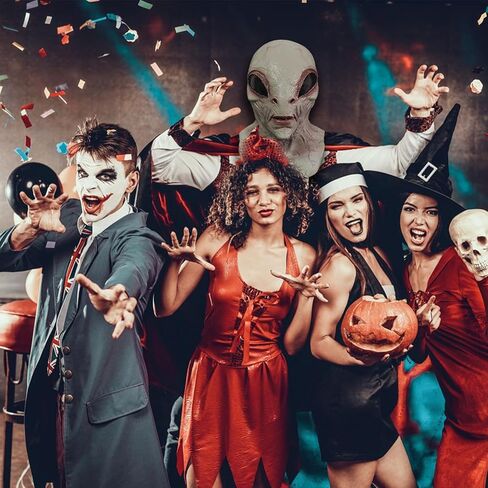 Alien Mask, Scary Latex UFO ET Dress Up Costume Head Masks for Halloween Cosplay Party Props - Grey in Saudi Arabia