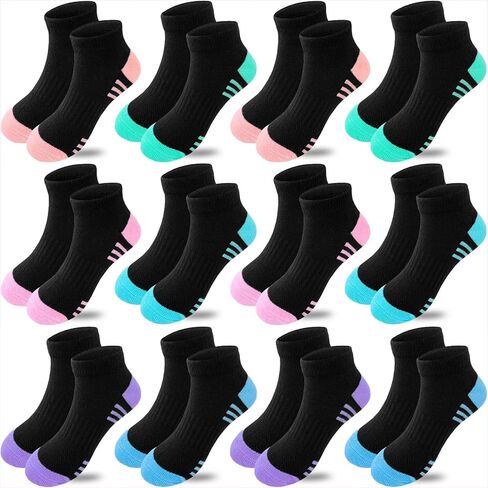 Bemeol Girls Socks 12 Pairs Kids Ankle Athletic Cotton Sports Low Cut Socks for Girl in Saudi Arabia