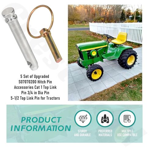5 حزمة S07070200 ملحقات دبوس الربط Cat 1 دبوس الرابط العلوي 3/4 في Dia Pin 5-1/2 دبوس الرابط العلوي للجرارات، استبدال 195589M1 AC339942 - تمت ترقيته in Kuwait