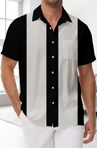 Bowling Men Button Casual Shirt: Hawaiian Short Sleeve Summer Clothes Beach in Saudi Arabia