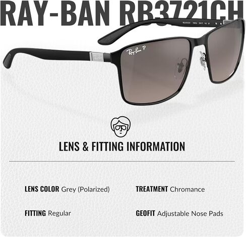 Ray-Ban RB3721CH CHROMANCE Square Shaped Sunglasses for Men & Women with Official RAYBAN Eyewear Kit in Saudi Arabia