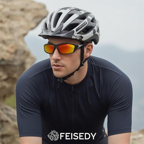 نظارات شمسية رياضية مستقطبة من FEISEDY للرجال، إطار ملفوف، حماية من الأشعة فوق البنفسجية 400، قيادة صيد الأسماك وركوب الدراجات B2674 in Kuwait