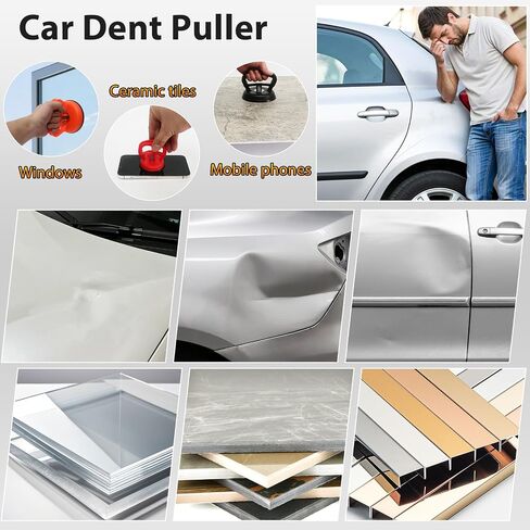 Dent Puller，6 Pack Dent Remover Tool for Car-Suction Cup Dent Puller and Paintless Dent Removal Kit, Dent Repair Kit for Cars Body, Glass, Screen, Objects Moving (Yellow) in Saudi Arabia