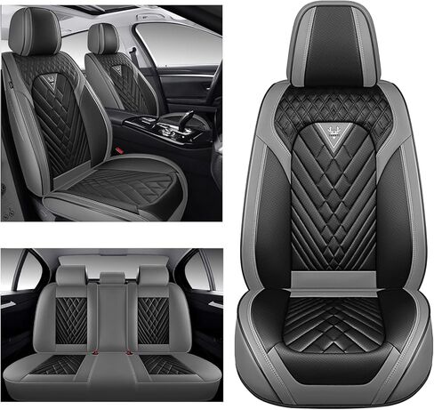 أغطية مقاعد السيارة مناسبة لسيارة شيفروليه تشيفي بليزر EV 2024، أغطية مقاعد جلدية فاخرة مقاومة للماء ومقاومة للتآكل وغطاء حماية للمقعد وسائد مقاعد السيارات (أمامي، أسود غاري) in Kuwait