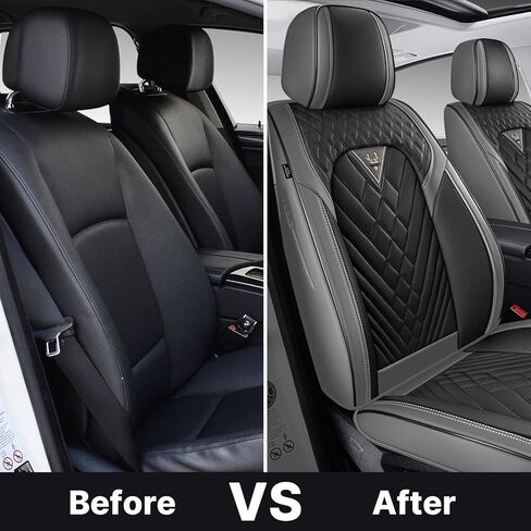 أغطية مقاعد السيارة مناسبة لسيارة شيفروليه تشيفي بليزر EV 2024، أغطية مقاعد جلدية فاخرة مقاومة للماء ومقاومة للتآكل وغطاء حماية للمقعد وسائد مقاعد السيارات (أمامي، أسود غاري) in Kuwait