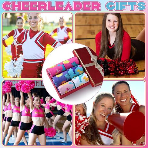 Shihanee 6 Pair Cheer Gifts Socks Bulk for Team Cute Cheerleader Gifts Accessories Christmas Funny Cheerleading Socks for Women Cheerleader Teens Fans Christmas Stocking Stuffers in Saudi Arabia