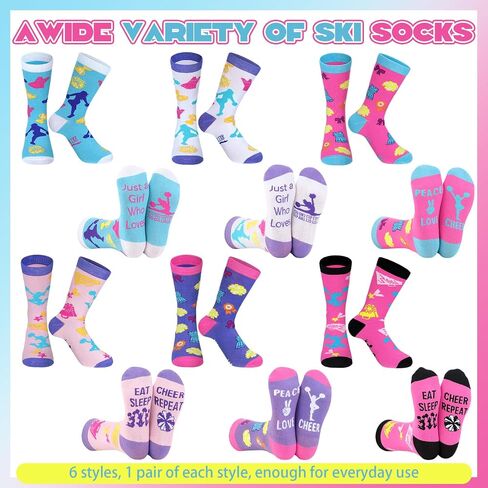 Shihanee 6 Pair Cheer Gifts Socks Bulk for Team Cute Cheerleader Gifts Accessories Christmas Funny Cheerleading Socks for Women Cheerleader Teens Fans Christmas Stocking Stuffers in Saudi Arabia