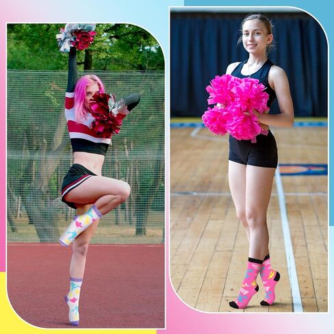 Shihanee 6 Pair Cheer Gifts Socks Bulk for Team Cute Cheerleader Gifts Accessories Christmas Funny Cheerleading Socks for Women Cheerleader Teens Fans Christmas Stocking Stuffers in Saudi Arabia