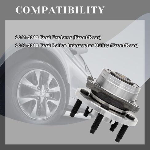 Front/Rear Wheel Bearing Hubs Assembly Compatible with 2011-2019 Ford Explorer, 2013-2019 Ford Police Interceptor Utility, 5 Lugs w/ABS, Pair Hubs, Replaces 512460 in Saudi Arabia