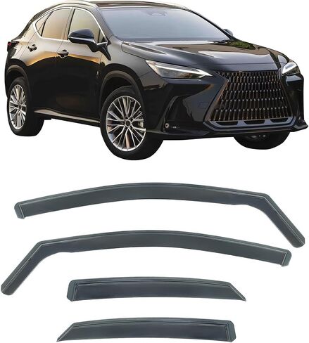 IKON MOTORSPORTS in Channel Window Visors Compatible with 2022-2025 Lexus NX All Models (NX250 NX350 NX350h NX450h+), PC Polycarbonate Black Rain Guards, Side Window Wind Deflectors 4PCS in Saudi Arabia