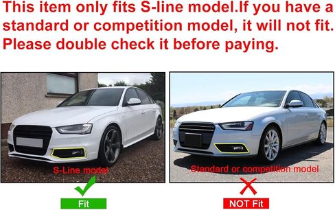 Kojem Compatible with 2013-2016 Audi A4 Quattro B8.5 A4 S-Line S4 Front Bumper Fog Light Vent Grille Lower Cover Bezel RS4 Style - Gloss Black Honeycomb in Saudi Arabia