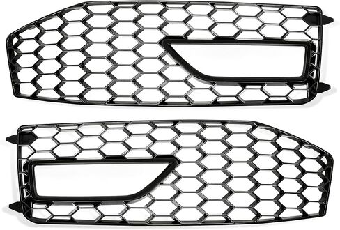Kojem Compatible with 2013-2016 Audi A4 Quattro B8.5 A4 S-Line S4 Front Bumper Fog Light Vent Grille Lower Cover Bezel RS4 Style - Gloss Black Honeycomb in Saudi Arabia