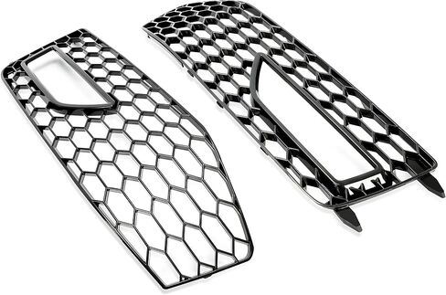 Kojem Compatible with 2013-2016 Audi A4 Quattro B8.5 A4 S-Line S4 Front Bumper Fog Light Vent Grille Lower Cover Bezel RS4 Style - Gloss Black Honeycomb in Saudi Arabia