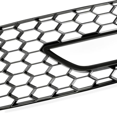 Kojem Compatible with 2013-2016 Audi A4 Quattro B8.5 A4 S-Line S4 Front Bumper Fog Light Vent Grille Lower Cover Bezel RS4 Style - Gloss Black Honeycomb in Saudi Arabia