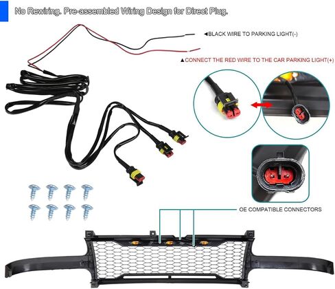 SPEC-D TUNING Matte Black Mesh Grille w/LED Lamps Compatible with 1999-2002 Chevy Silverado 1500 in Saudi Arabia